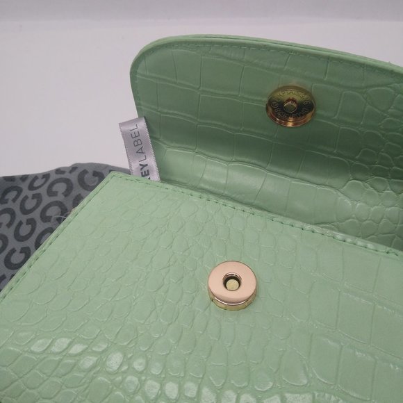 Grey Label Mini Couture Green Croc Embossed Mini Purse Cross Shoulder Bag NWT - Picture 9 of 13